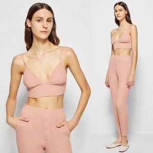 NWT JONATHAN SIMKHAI Sage Waffle Knit Sleeveless Triangle Bralette Crop Top XS